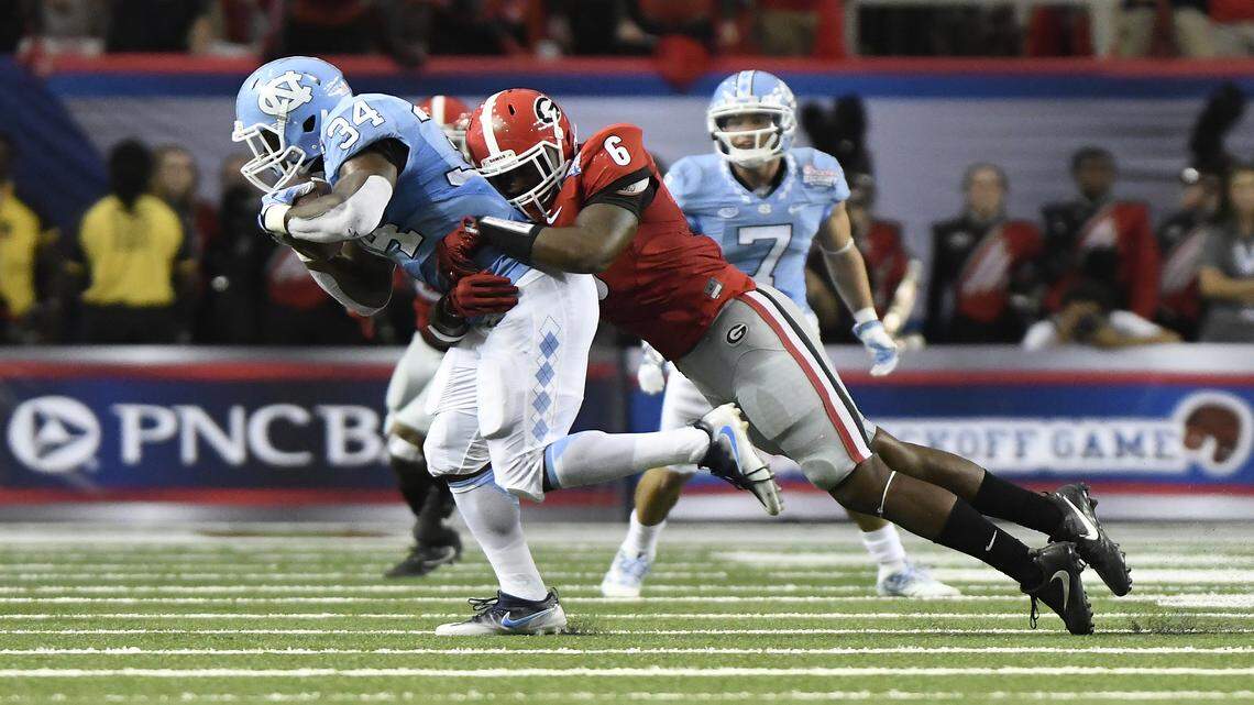 Natrez Patrick records a tackle against North Carolina.  