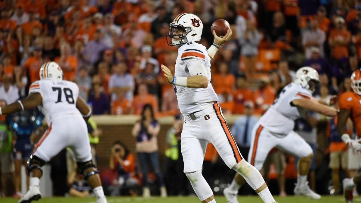 Auburn quarterback Jarrett Stidham (8) was sacked 11 times against Clemson.