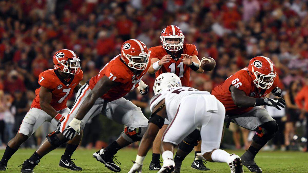 Andrew Thomas (71), Solomon Kindley (66) and Jake Fromm (11) were all recognized as UGA players of the week by head coach Kirby Smart. 