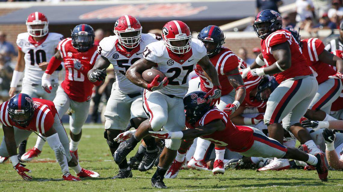 Nick Chubb sustained a sprained left ankle against Mississippi. 