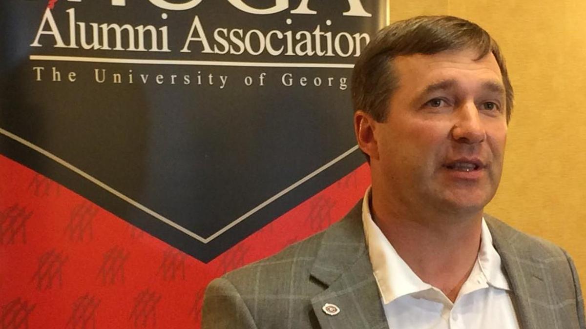 Kirby Smart spoke to reporters before Thursday’s UGA Day in Columbus.