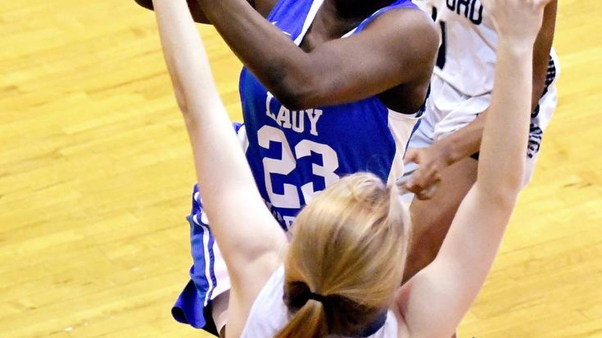 Wilkinson County guard Keshaveona Todd (23) puts up a shot over Stratford's Drake Miscall (32) during their game Tuesday night.