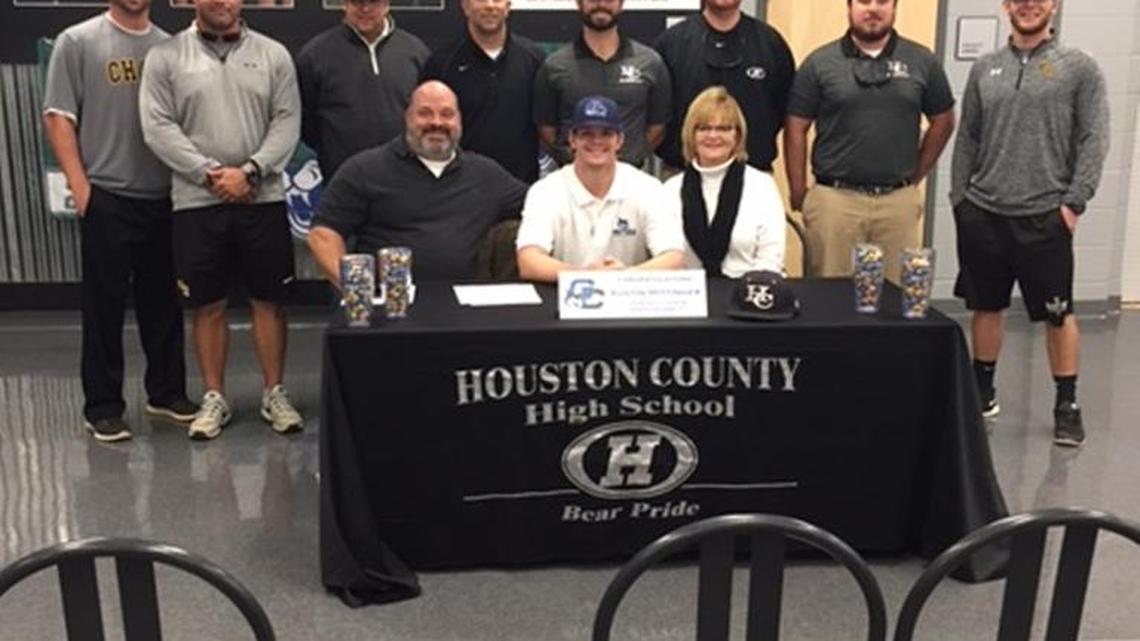 Houston County’s Austin Hittinger signed Monday with Georgia College.