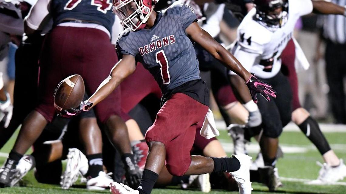 Jaeven West (1) and the Warner Robins Demons are 6-0 entering their game Friday at Thomas County Central.