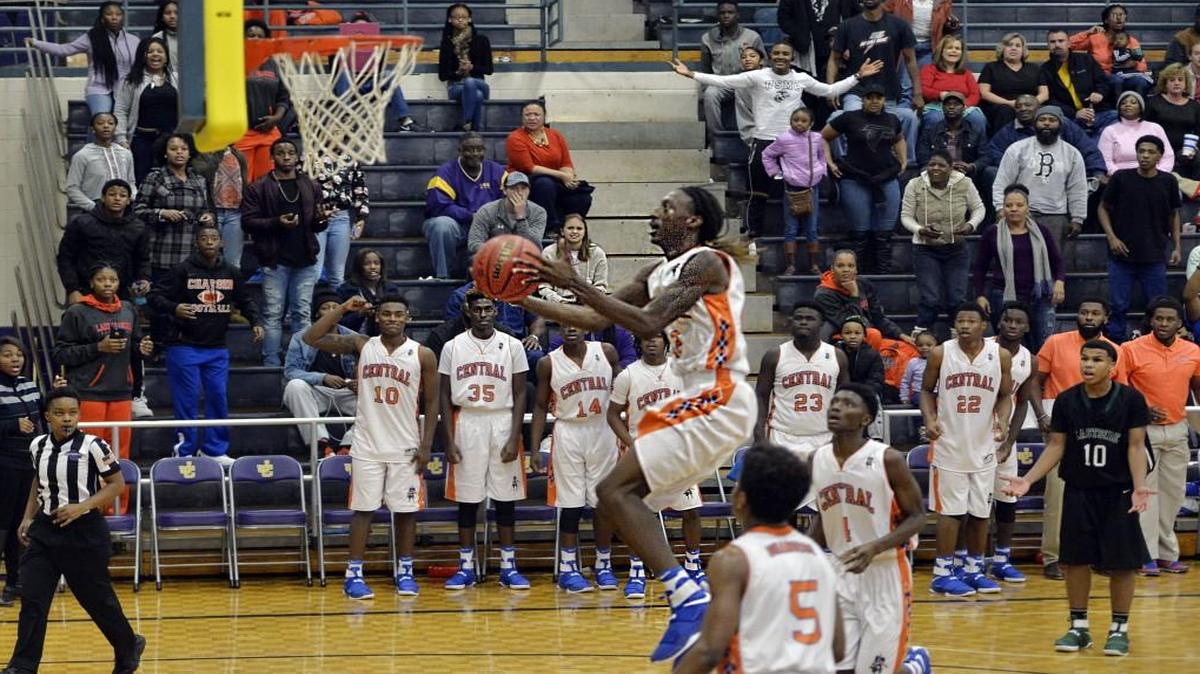 Antarius McCoy drives the lane after making a steal at midcourt against Eastside during the State Bank and Trust Classic on Monday at Jones County.
