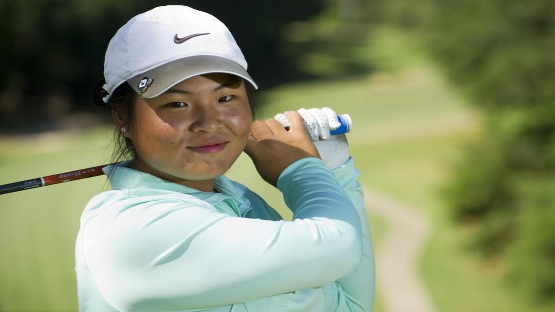 Rutland’s Carol Pyon is tied for first through 18 holes at the GHSA Class 3A girls golf championships.