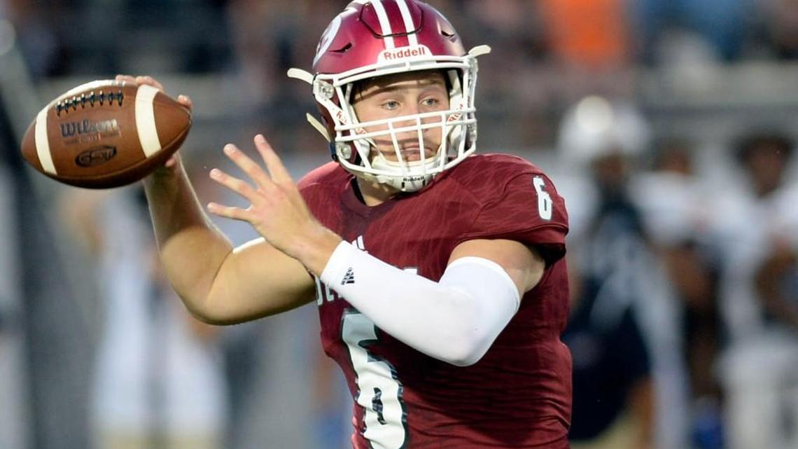 Warner Robins quarterback Dylan Fromm (6) passes from the pocket during a game against Northside earlier this season.