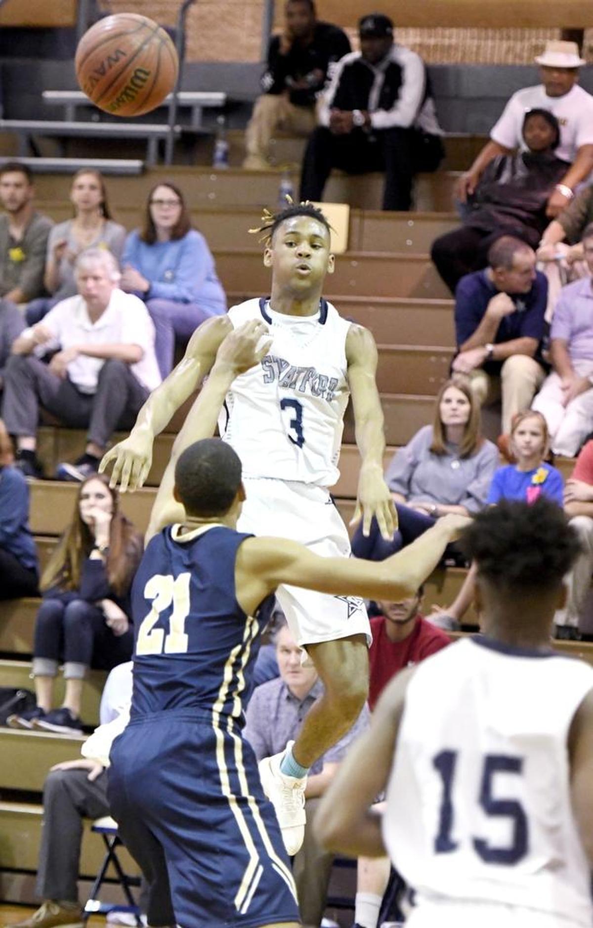 Devin Butts passes the ball in this 2017 Telegraph file photo. Then at Stratford, Butts would go on to play collegiate basketball at several universities, completing his career at North Carolina Central University. He died on May 5.