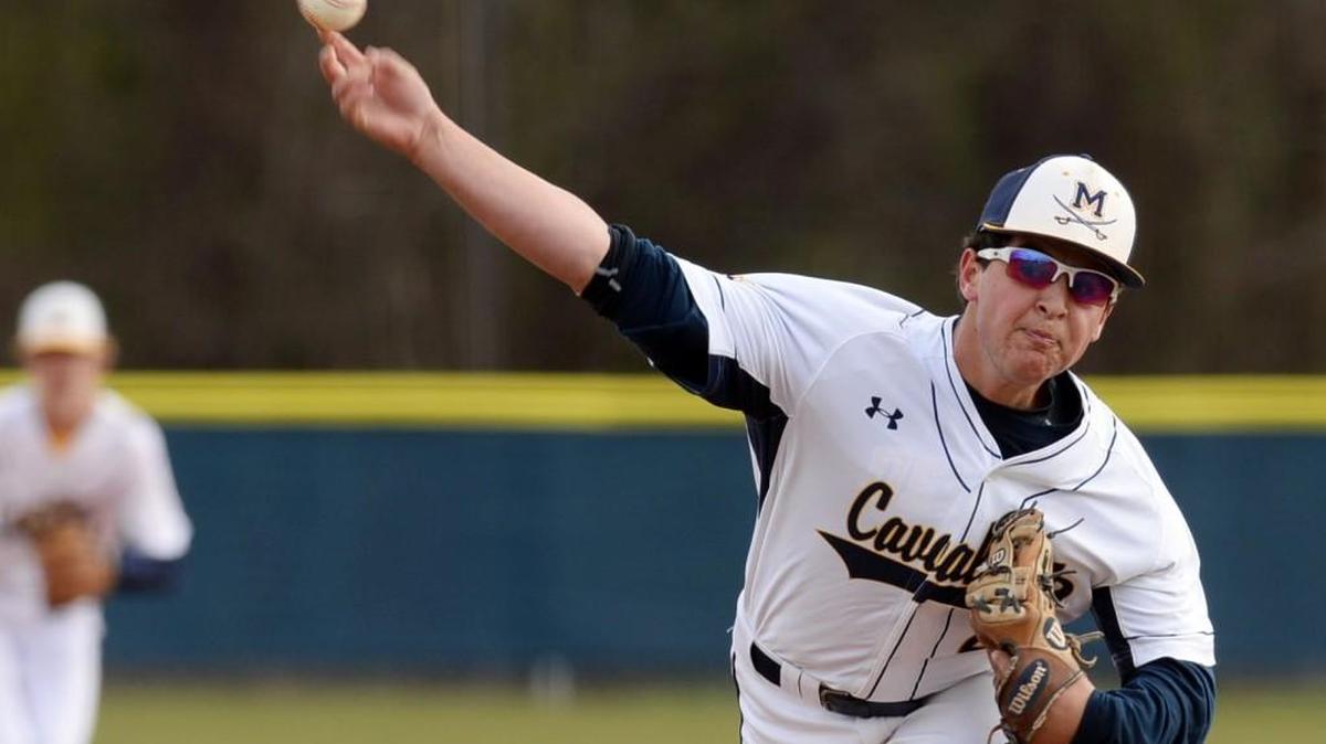 Mount de Sales pitcher Jack Lipson delivers against FPD.