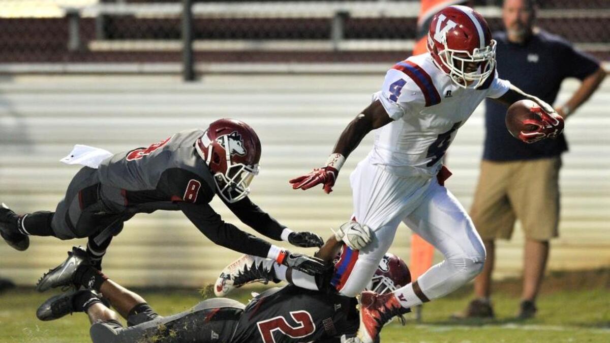 Amarrian Brown (4) and the Veterans Warhawks will host Perry at Freedom Field for the first time Friday.