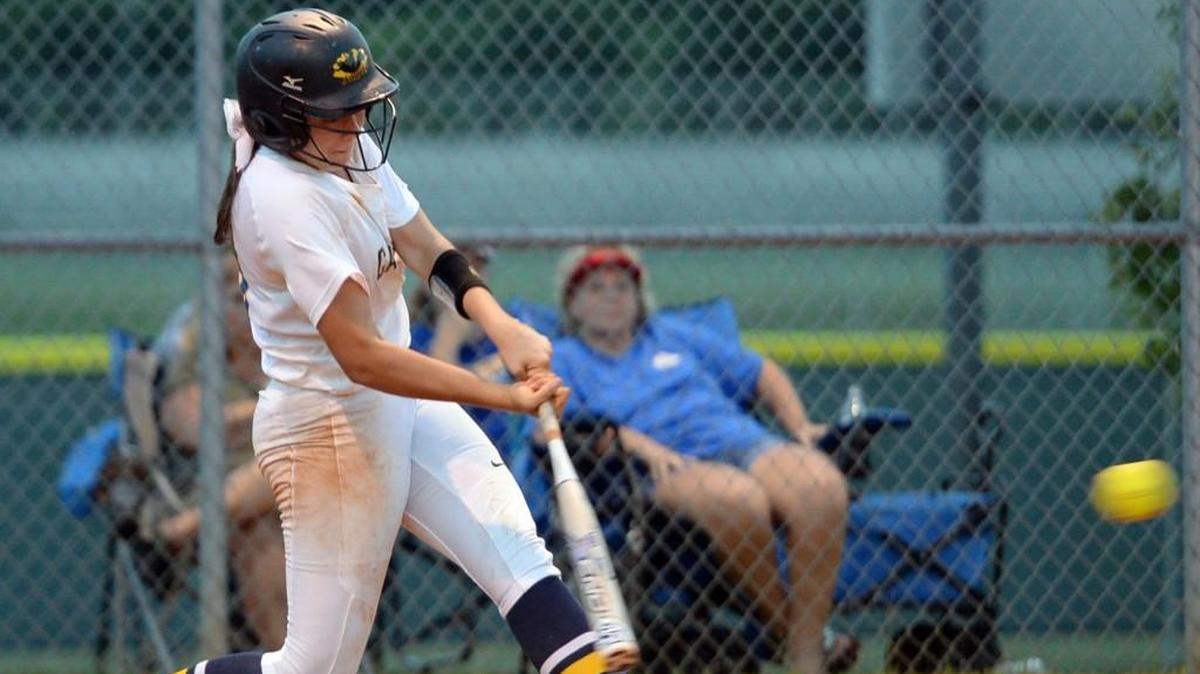 Mountde Sales freshman Jordyn Partain powers a single and knocks in a run against Tattnall Square.