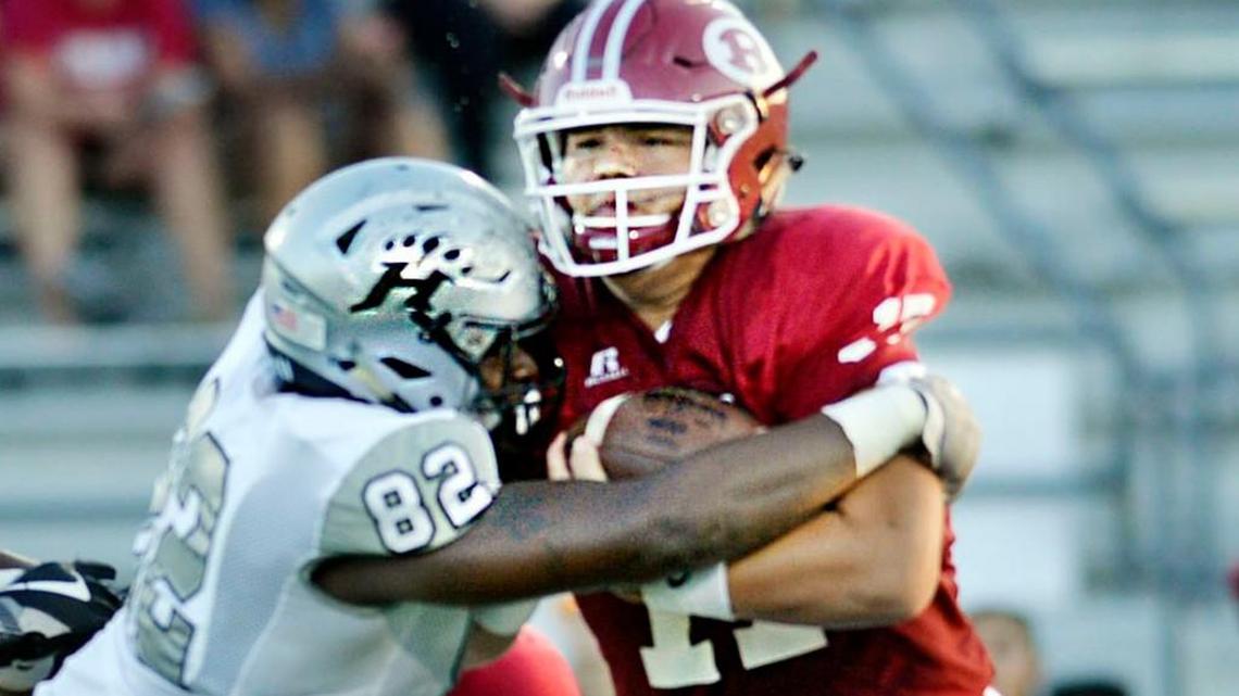 Dalton Hedden, who was the Warner Robins quarterback last season, is now doing the tackling as a member of the defensive line.