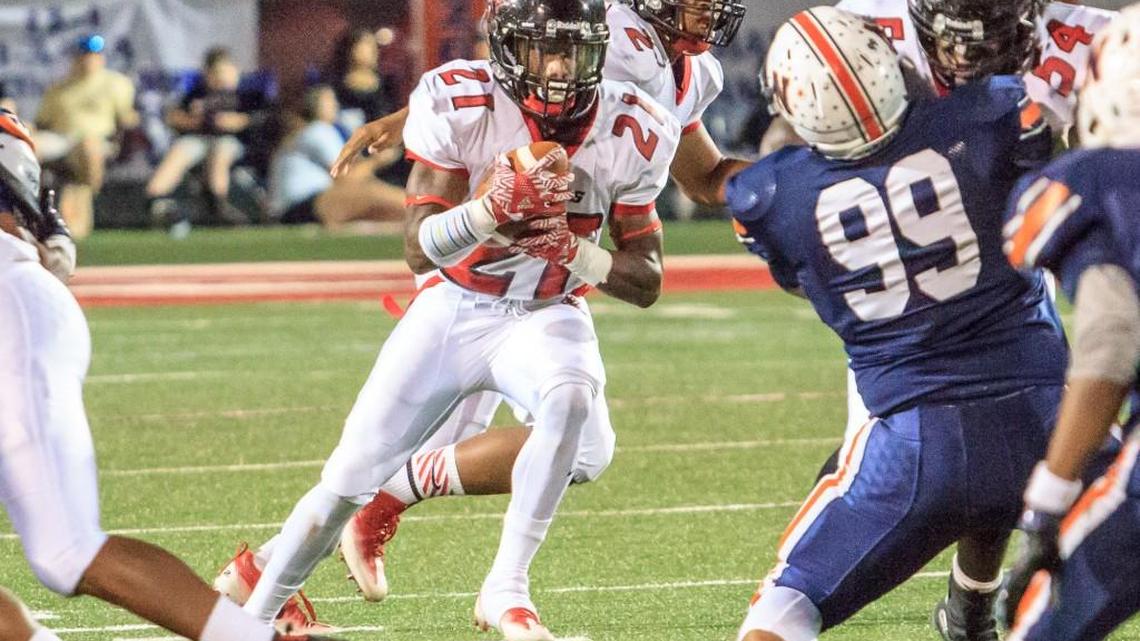 Macon County's Jared Daniels (21) is fifth among Middle Georgia rushers with 593 yards.