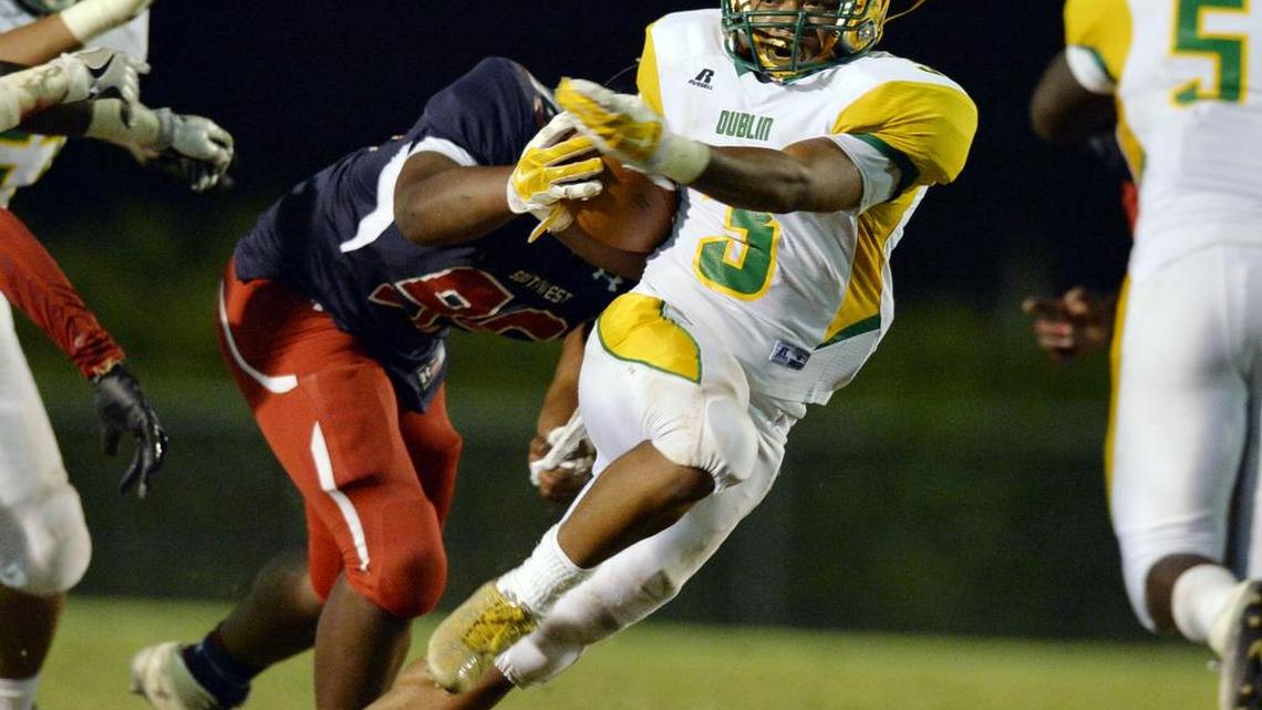 Dublin and running back Ramon Pittman (3) are back in the latest Georgia Sports Writers Association Class 2A poll at No. 10. They visit No. 9 Washington County on Friday.