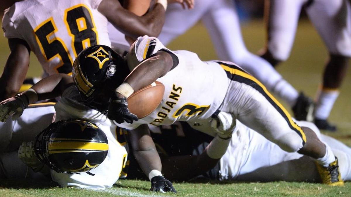 Peach County running back Chris Gibson stretches for the end zone to score against Mary Persons on Friday.