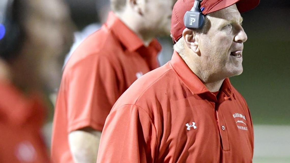 Veterans head coach David Bruce watches from the sideline during their game against Houston County earlier this season.