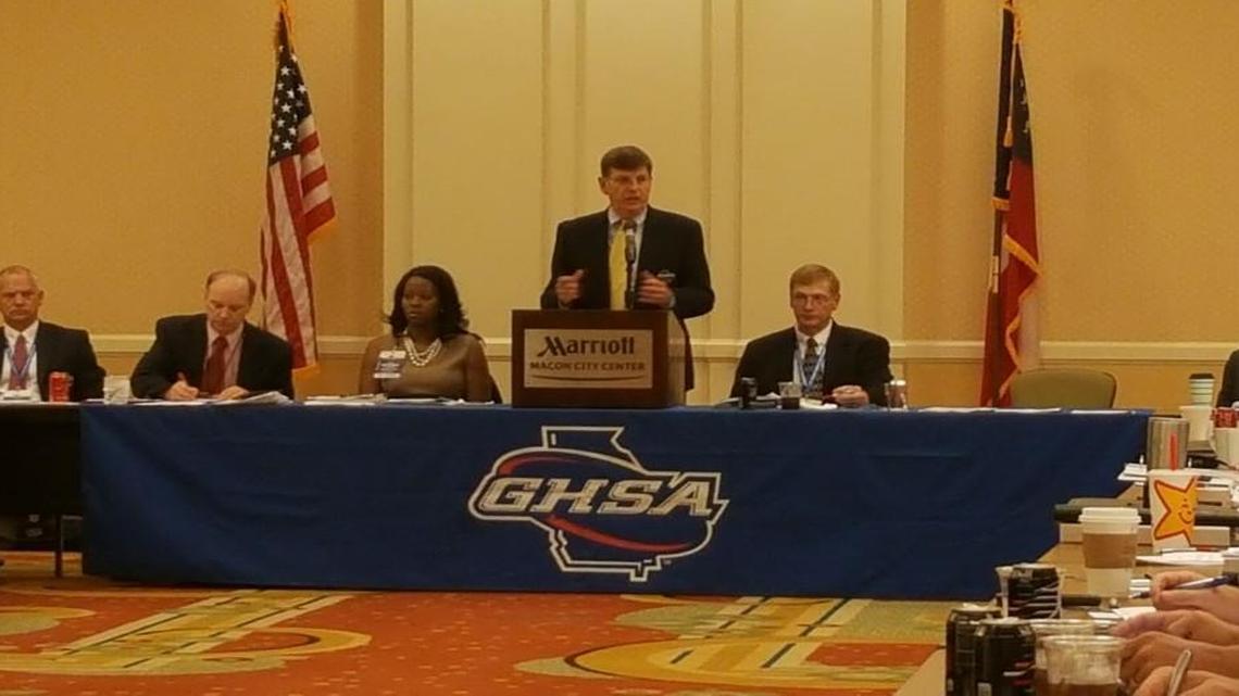 GHSA executive director Gary Phillips addresses the association’s fall executive committee meeting Monday at the Macon Marriott City Center.