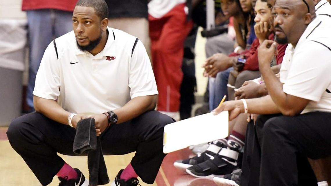 Warner Robins boys basketball head coach Jamaal Garman oversees his teams first round GHSA playoff game against Griffin last season. The team is looking for another playoff berth this season after their hot start.
