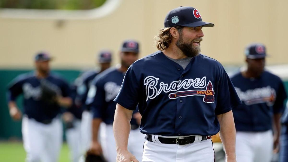 Atlanta pitcher R.A. Dickey threw 90 pitches Monday in a spring training loss to the Miami Marlins.