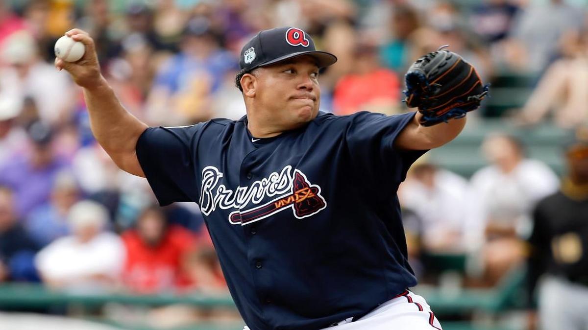 Atlanta’s Bartolo Colon gave up six runs but struck out four in 3 2/3 innings Saturday against Detroit.