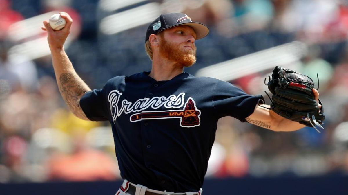 Atlanta Braves starting pitcher Mike Foltynewicz works in the first inning of a spring training baseball game Tuesday against the Washington Nationals.