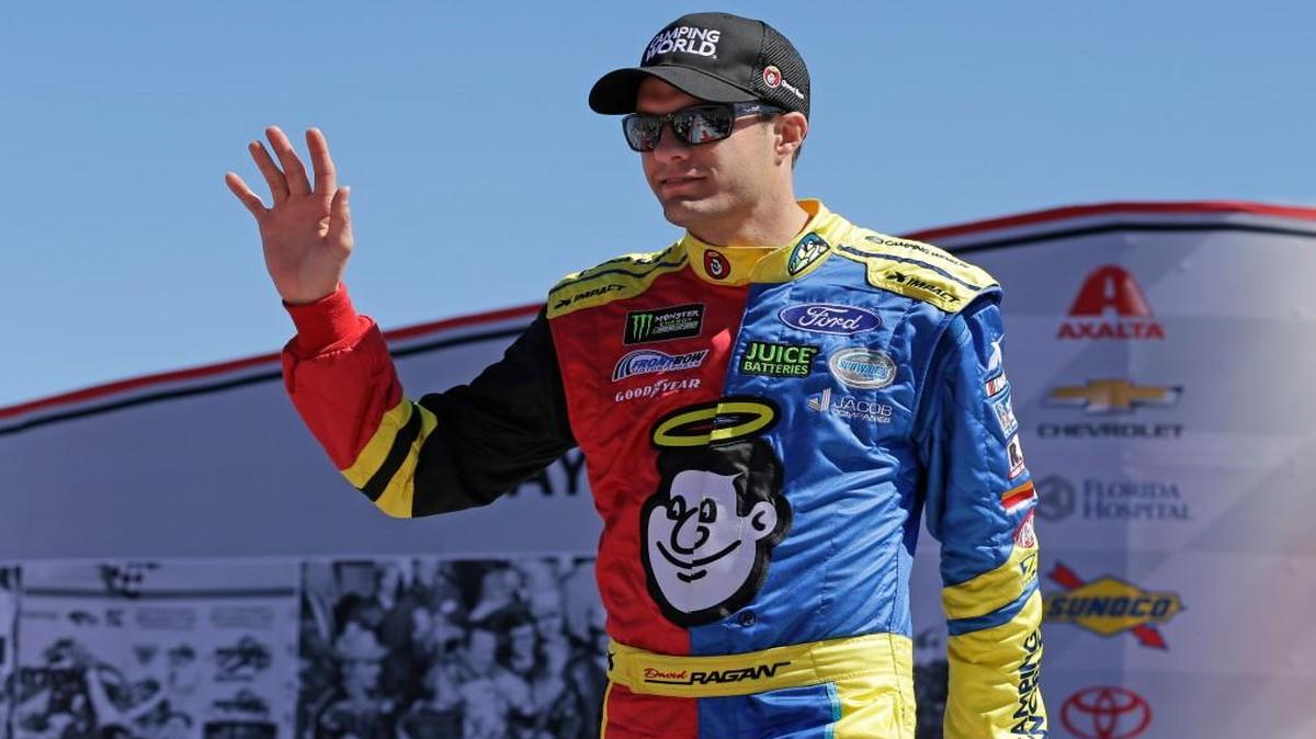 David Ragan is introduced before the Daytona 500 on Feb. 26 at Daytona International Speedway in Daytona Beach, Florida. He is slated to start 34th on Sunday at Atlanta Motor Speedway.