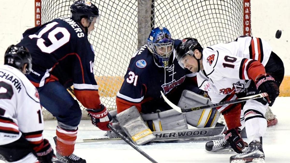Macon has some decisions to make at goalie with the return of Jordan Ruby. Troy Passingham (31) and Mike DeLaVergne have shared time in Ruby’s absence.