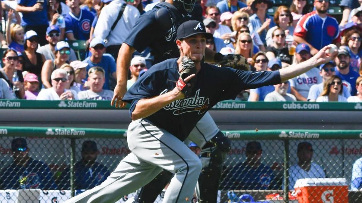 Atlanta Braves starting pitcher Max Fried, front, made his first major league start Sunday.