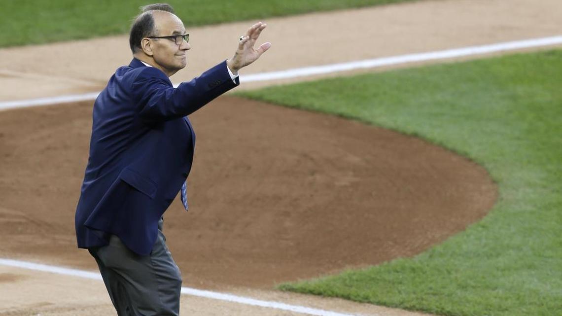 Former New York Yankees manager Joe Torre participates in a ceremony retiring Derek Jeter's number at Yankee Stadium, Sunday, May 14, 2017, in New York.