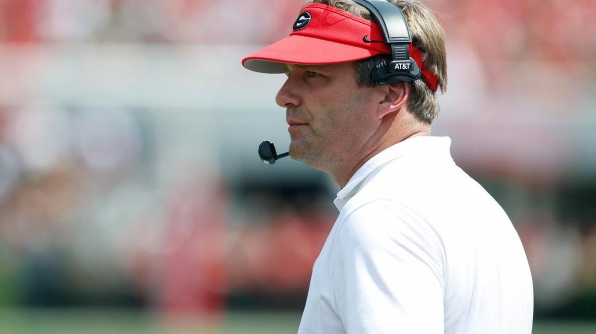 Georgia head coach Kirby Smart looks on in the second half of Saturday’s game against Nicholls State.