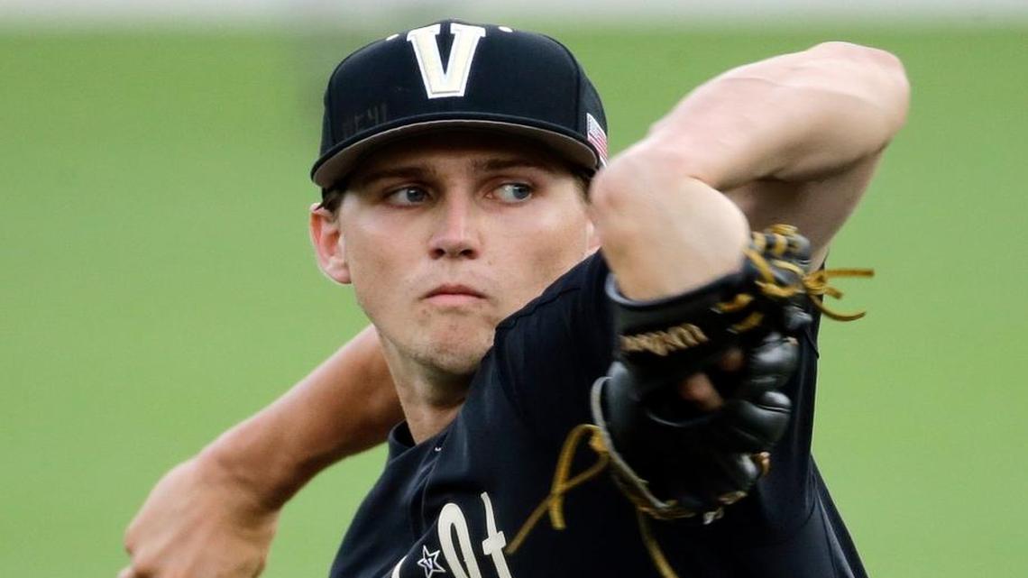 Vanderbilt pitcher Kyle Wright was picked by the Atlanta Braves with the No. 5 overall pick in the first round of the MLB draft Monday.