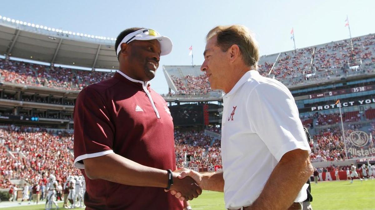 Alabama head coach Nick Saban’s Crimson Tide host Texas A&M head coach Kevin Sumlin’s Aggies on Saturday.
