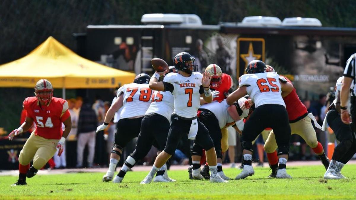 Mercer quarterback John Russ (7) and the Bears earned their first Southern Conference win of the season.