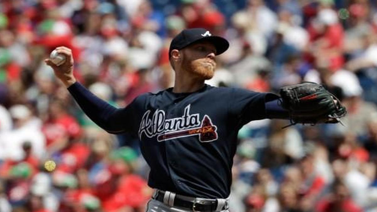 Atlanta’s Mike Foltynewicz in action during a baseball game against the Philadelphia Phillies on Sunday.