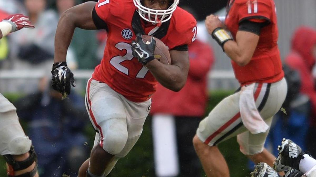 Georgia running back Nick Chubb (27) is looking to return from a knee injury he suffered last season.