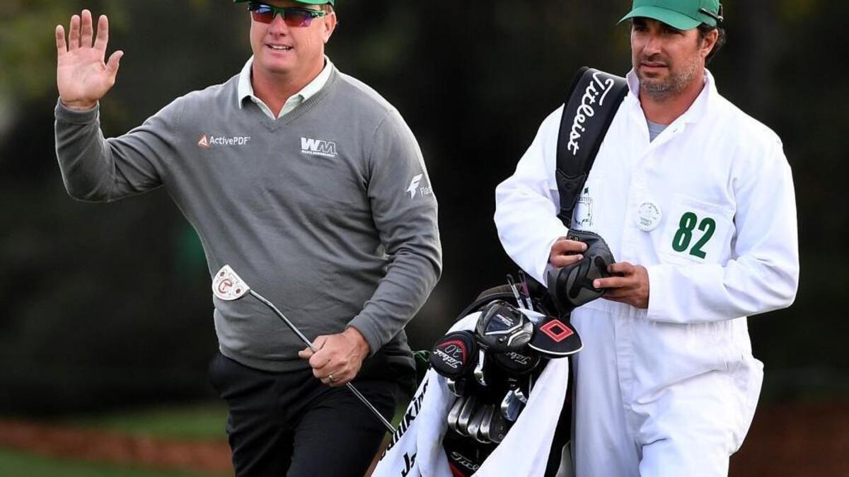 Charley Hoffman, left, shot a 7-under-par 65 on Thursday at the Masters.