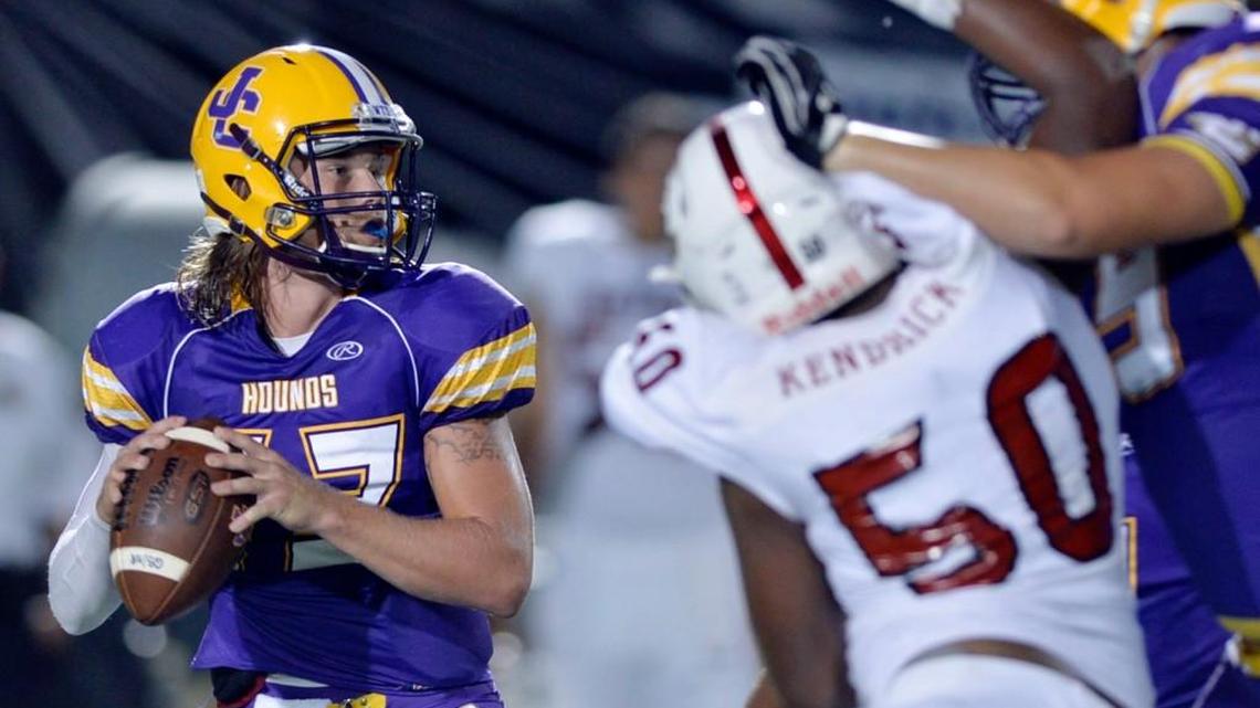 Jones County quarterback Bradley Hunnicutt and the Greyhounds face Wayne County in the GHSA Class 5A playoffs.
