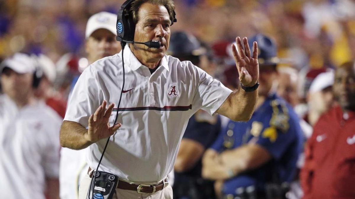 Alabama head coach Nick Saban’s Crimson Tide remained undefeated with a win over LSU on Saturday.