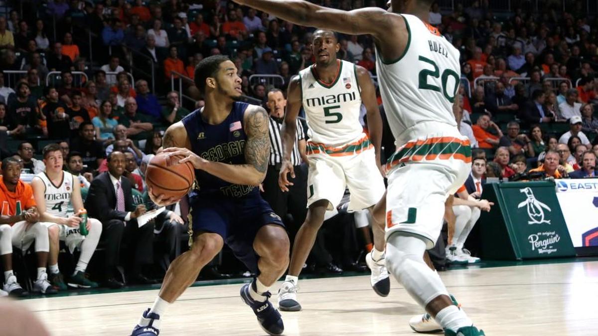 Georgia Tech guard Tadric Jackson, left, and the Yellow Jackets travel to Notre Dame on Sunday.
