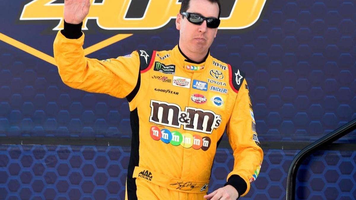 Kyle Busch is introduced before an NASCAR Cup Series auto race Sunday, March 12, 2017, in Las Vegas.