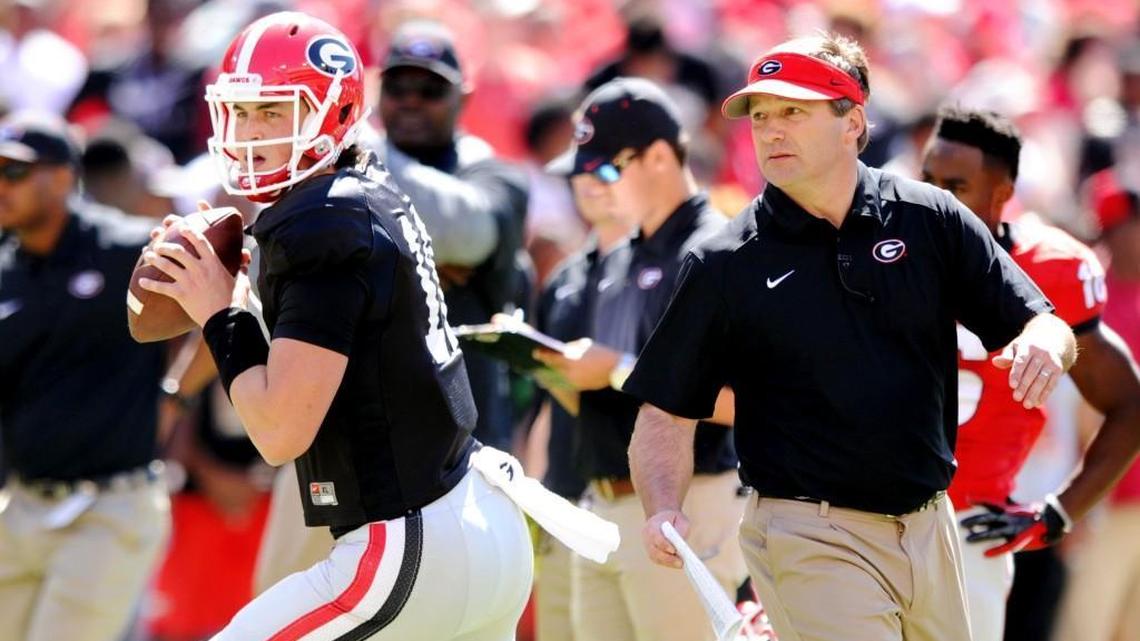Georgia head coach Kirby Smart, quarterback Jacob Eason and the Bulldogs open their season against Appalachian State.
