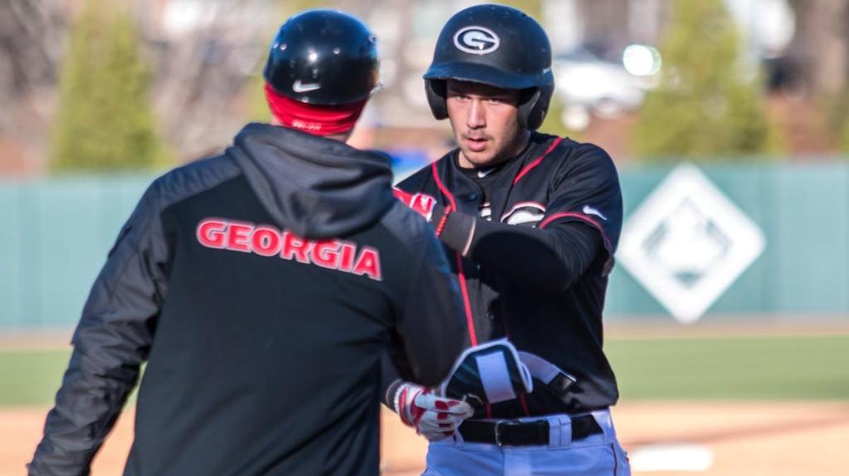Georgia shortstop Cam Shepherd (7) and the Bulldogs host Auburn this weekend in SEC play.