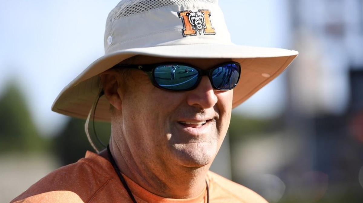 Mercer head coach Bobby Lamb at the first day of practice.