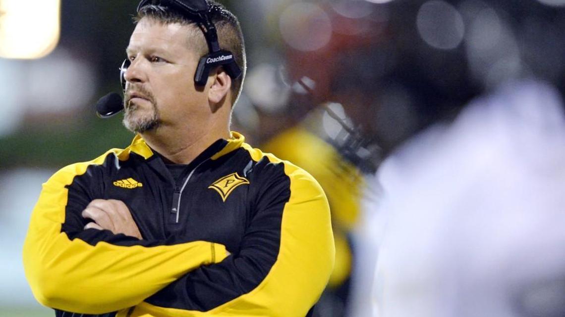 Peach County head coach Chad Campbell watches form the sideline during their game against Jackson Friday night.