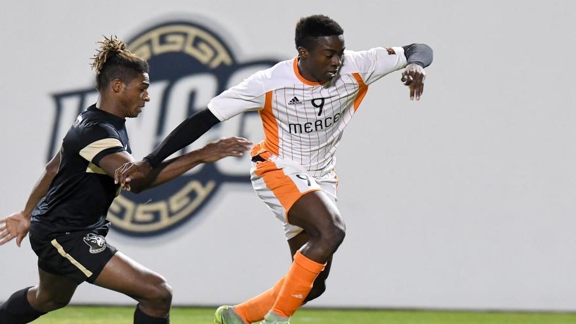 Will Bagrou, right, led Mercer with eight goals and 20 points during the 2016 season as the Bears won the conference tournament and moved on to the NCAA Tournament.