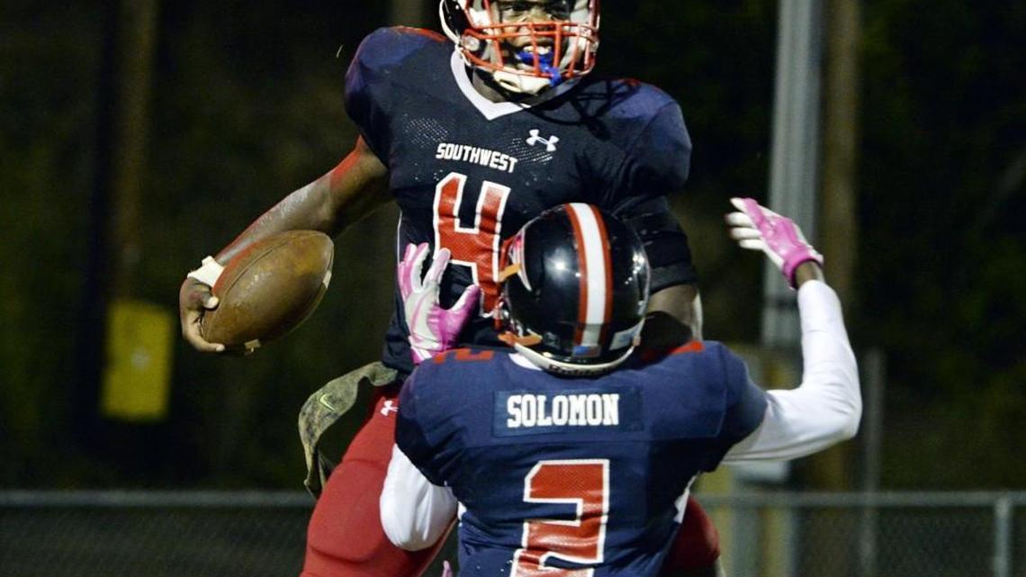 Sedaren Scott (4) and the Southwest Patriots host Brooks County on Friday in the GHSA Class 2A playoffs.