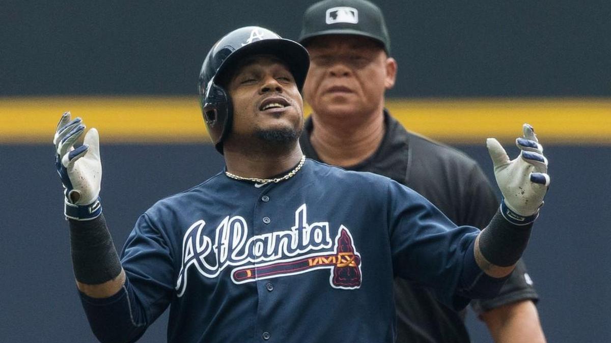 Erick Aybar was traded to the Detroit Tigers from the Atlanta Braves on Tuesday.