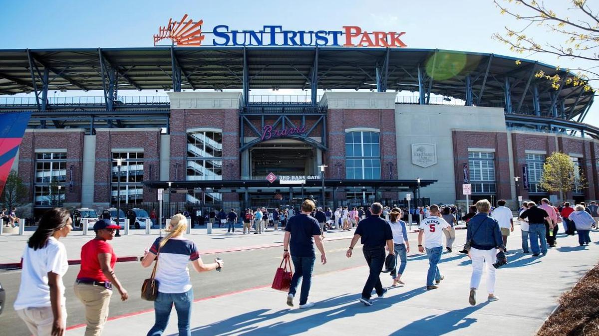 Fans head to SunTrust Park before the Atlanta Braves open their new ballpark for a March 31 exhibition spring training baseball game against the New York Yankees. After a short 20-year stay at Turner Field, the Braves begin their SunTrust Park era on Friday night in their home opener against the San Diego Padres.